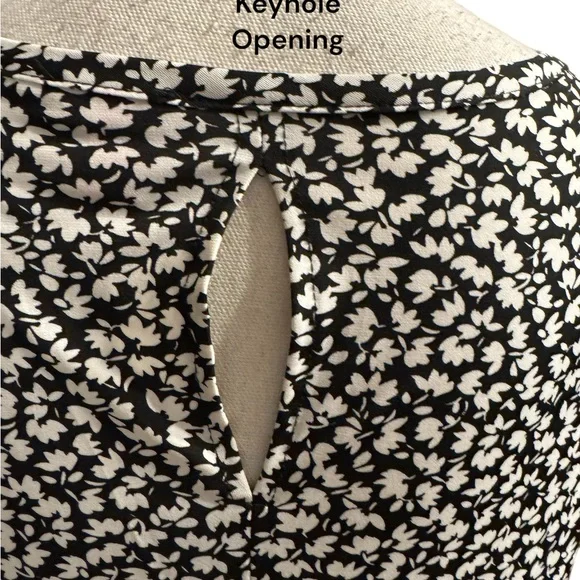 ❤️Vince Camuto Black/White Print Top/Shell Back Detail SZ: LARGE/PETITE #R - Picture 6 of 9